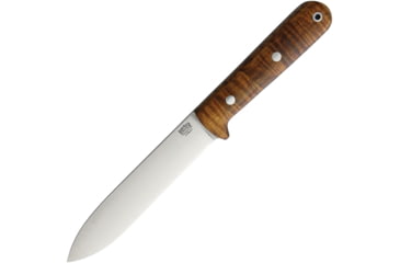 Image of Bark River Kephart 4V Fixed Blade Knife, 10in Overall, 5.5in Satin Cpm-4V Tool Steel Spear Point Blade, Curly Maple Handle, Brown Leather Belt Sheath, 08-125WCM