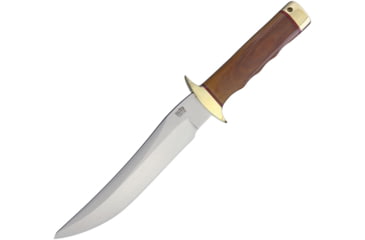 Image of Bark River MacV SOG Recondo CPM154 Fixed Blade Knife, 12.13in Overall, 7in Satin Cpm-154 SS Blade, Natural Canvas Micarta Handle, Brass Guard And Pommel, Black Leather Belt Sheath, 10-156MNC