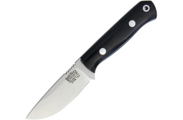Image of Bark River Micro Bravo CPM154 Fixed Blade Knife, 4.88in Overall, 2.13in Satin Cpm-154 SS Drop Point, Black Canvas Micarta Handle, Brown Leather Belt Sheath, 07-053MBC