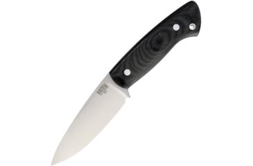 Image of Bark River Santos Black Canvas Micarta Fixed Blade Knife, 4.25in, A2 Tool Steel, Standard Edge, Satin, Black, Canvas Micarta Handle BA10113MBC