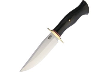 Image of Bark River Vest Pocket Bowie A Black Fixed Blade Knife, 5.5in, A2 Tool Steel, Standard Edge, Satin, Black, Canvas Micarta Handle BA09113MBC