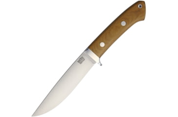 Image of Bark River Wilderness Explorer Fixed Blade Knife, 10.75in Overall, 5.75in Satin Cpm Cru-Wear Steel Blade, Natural Canvas Micarta Handle, SS Guard, Brown Leather Belt Sheath, 02-250MNC