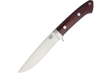 Image of Bark River Wilderness Explorer Fixed Blade Knife, 10.75in Overall, 5.75in Satin Cpm Cru-Wear Steel Drop Point, Maroon Canvas Micarta Handle, Designed By Bob Loveless, Brown Leather, 02-250MBU