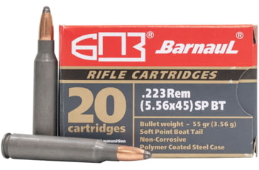 Image of Barnaul Ammo 223REMSPBT55 Rifle 223 Rem 55 Gr Soft Point Boat Tail BTSP 20 Bx