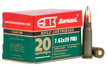 Image of BarnauL 7.62x39mm 123 grain Full Metal Jacket Steel Cased Centerfire Rifle Ammo, 500 Rounds, 762X39FMJ123