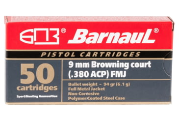Image of BarnauL .380 ACP 94 grain Full Metal Jacket Steel Cased Centerfire Pistol Ammo, 500 Rounds, BRN380AUTIFMJ94