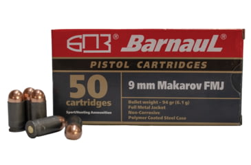 Image of BarnauL Ammunition BRN 9mmMakarov FMJ94 Pistol Ammo 9mm Makarov 94gr FMJ steel polycoated case, FMJ94