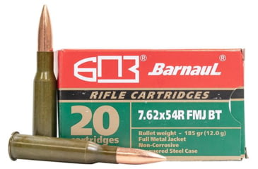 Image of BarnauL Lacquered Steel Case Rifle Ammo 7.62x54mmR 185 gr FMJ 500/ct Case, BRN 762x54R FMJ185C