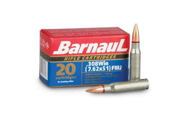 Image of BarnauL Polycoated Steel Case Rifle Ammo .308 Win 168gr FMJ 2625 fps 500/ct Case, BRN 308WIN FMJ168C