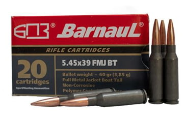 Image of BarnauL Polycoated Steel Case Rifle Ammo 5.45x39mm 60 gr FMJ 2985 fps 20/ct, BRN545x39FMJBT60