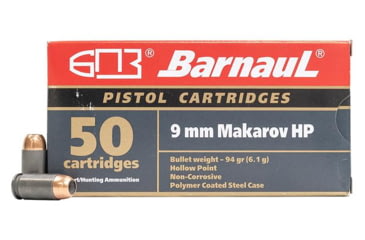 Image of BarnauL Polycoated Steel Case Rifle Ammo 9mm Makarov 94 gr FMJ 1099 fps 1000/ct Case, BRN 9mmMakarov FMJ94C