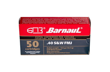 Image of BarnauL Steel .40 S&amp;W 165 Grain Full Metal Jacket Steel Cased Pistol Ammo, 50 Rounds, BRN 40SW FMJ165