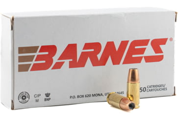 Image of Barnes Defense 9mm Luger 124 Grain Sierra Jacketed Hollow Point Brass Cased Pistol Ammo, 50 Rounds, 32516