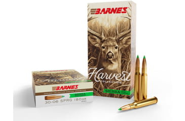 Image of Barnes Harvest 30-06 Springfield 180 Grain Brass Cased Rifle Ammo, 20 Rounds, 32403
