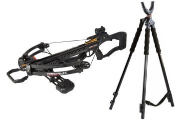 Image of Barnett Crossbows Recruit Compound, Crossbow Black Red Dot Scope, 78610 W/ Vanguard Quest Tripod