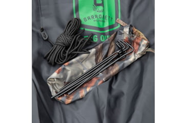 Image of Barronett Blinds Tag Out Hub Hunting Blind with blaze orange safety panels, Bloodtrail Woodland, 3-Person, TA350BT