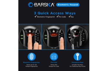 Image of Barska 0.46 Cubic Fit HQ100 Biometric Keypad Safe, Black, Small, AX12888