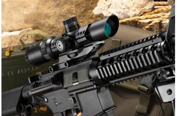 Image of Barska 1-4x28, 30mm tube, IR glass, mil dot reticle Rifle Scope Black AC11872