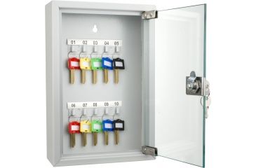 Image of Barska 10 Position Key Cabinet w/Glass Door,Gray CB12986