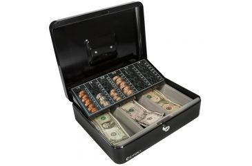 Image of Barska 12in. Cash Box, 6 Compartment Coin Tray w/ Key CB11790