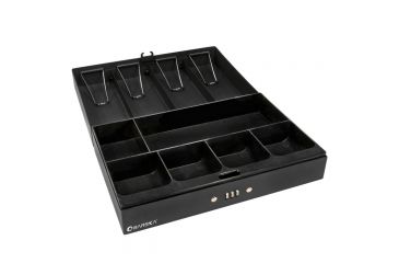 Image of Barska 12in. Cash Box, 6 Compartment Tray, Money Clip, Open CB11794