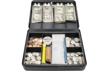 Image of Barska 12 inch Standard Fold Out Cash Box with Key Lock, Black, Small CB13052
