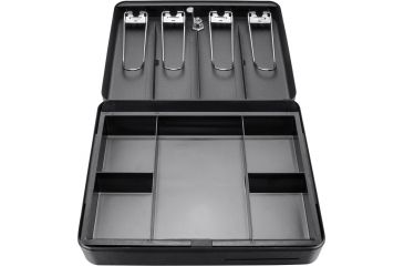 Image of Barska 12 inch Standard Fold Out Cash Box with Key Lock, Black, Small CB13052