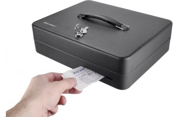 Image of Barska 12 inch Standard Fold Out Cash Box with Key Lock, Black, Small CB13052