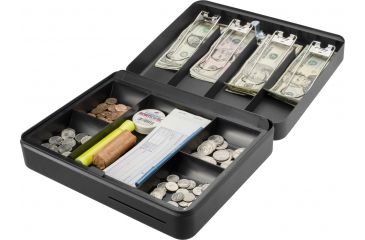 Image of Barska 12 inch Standard Fold Out Cash Box with Key Lock, Black, Small CB13052