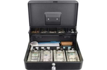Image of Barska 12 inch Standard Register Style Cash Box with Key Lock, Black, Small CB13054
