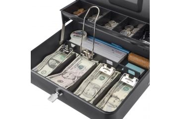 Image of Barska 12 inch Standard Register Style Cash Box with Key Lock, Black, Small CB13054