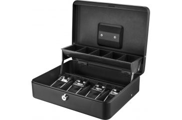 Image of Barska 12 inch Standard Register Style Cash Box with Key Lock, Black, Small CB13054