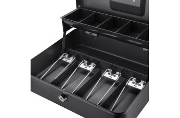 Image of Barska 12 inch Standard Register Style Cash Box with Key Lock, Black, Small CB13054