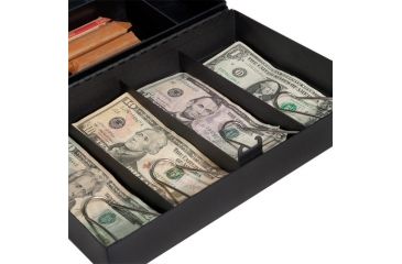 Image of Barska 12in. Cash Box, 6 Compartment Tray, Close Up In Use CB11794