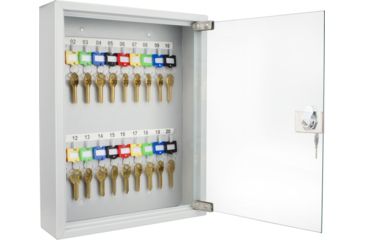 Image of Barska 20 Position Key Cabinet w/Glass Door,Gray CB12952