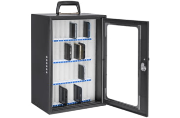 Image of Barska 36 Capacity Smartphone Lock Box w/Key Lock and Carry Handle, Black, Medium, CB14104