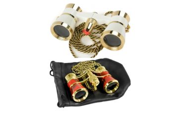 Image of Barska 3x25 Blue Line Opera Glass Theater Binoculars w/ Necklace &amp; Pouch, Pearl White, Ruby Red