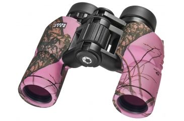 Image of Barska 8x30 Crossover Porro BaK-4 Prism Waterproof Binoculars, Mossy Oak Winter in Pink