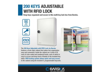 Image of Barska Adjustable Key Cabinet, RFID Lock, Gray, Medium, CB13716