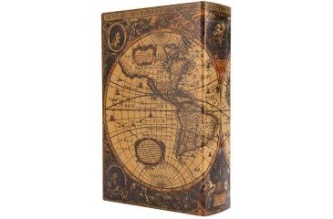 Image of Barska Antique Map Book Lock Box Safe w/ Key Lock, Brown, Outer Size 7 x 2.75 x 10.75 in CB12480