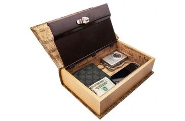 Image of Barska Antique Map Book Lock Box Safe w/ Key Lock, Brown, Outer Size 7 x 2.75 x 10.75 in CB12480