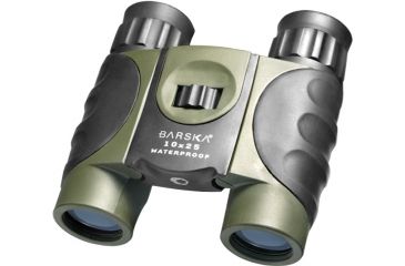 Image of Barska Atlantic 10x25 Waterproof Compact Roof BaK-4 Prism Binoculars, Green - Box Pack