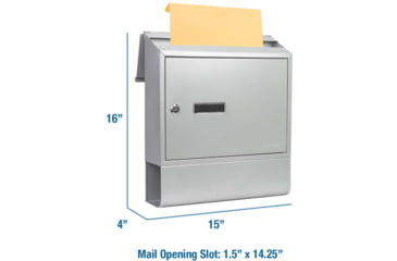 Image of Barska Contemporary Wall Mount Mailbox. 10in Width, Gray, Medium, CB13698