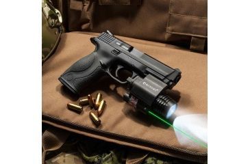 Image of Barska Laser LED Weapon Flashlight, CR123A, Green, 200 Lumens, Black, AU12716