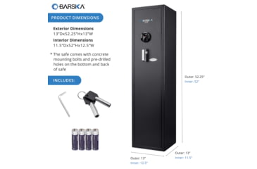 Image of Barska HQ900 Large Quick Access Keypad Biometric Rifle Safe, Black, AX12752