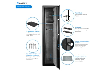Image of Barska HQ900 Large Quick Access Keypad Biometric Rifle Safe, Black, AX12752