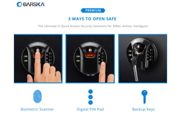 Image of Barska HQ900 Large Quick Access Keypad Biometric Rifle Safe, Black, AX12752