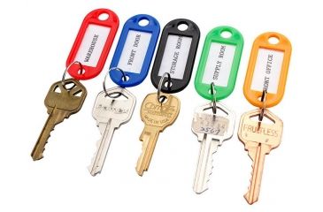 Image of Barska Individual Key Tags, Pack of 50, Removable Write-On Label, Assorted Colors, Tag Size - 2 x 0.19 x 0.88 in AF12496