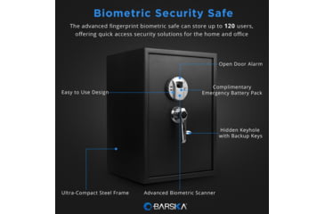 Image of Barska Large Biometric Fingerprint Scanner Safe, 14in x 13in x 19.75in Exterior AX11650