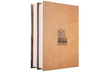 Image of Barska Paris and London Dual book Lock box Safe w/ Key Lock, Tan, Outer Size 7.5 x 3.5 x 10.5 in CB12470